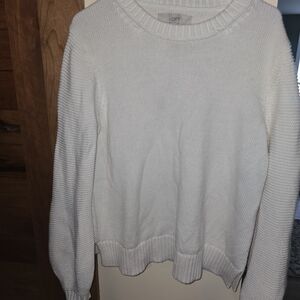 LOFT Cream Crewneck Pullover Sweater
